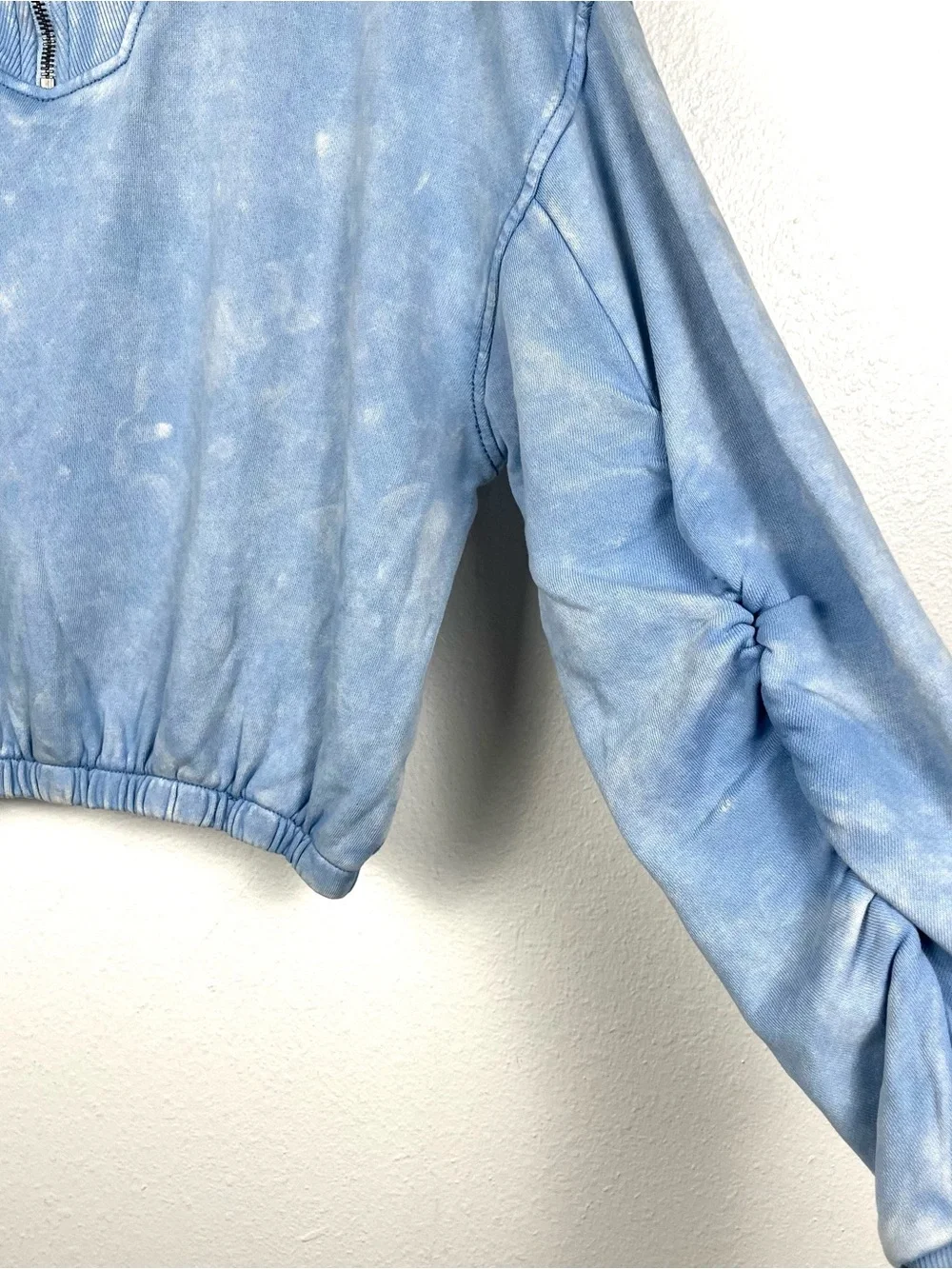 Free People XS FP Movement Valley Girl Pullover Sweatshirt Blue Cloudy Waters